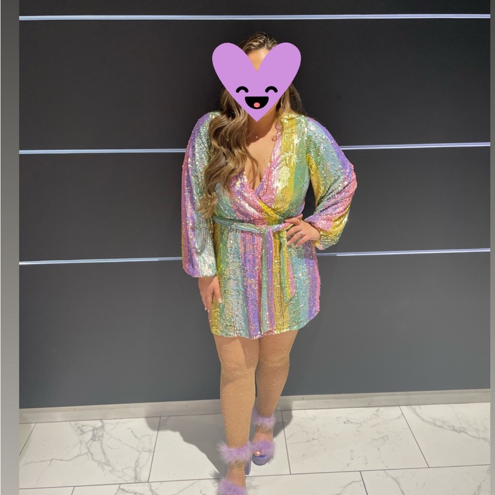 Show me your Mumu- Wear me out Dress. Rainbow sequin dress. WORN- size M.